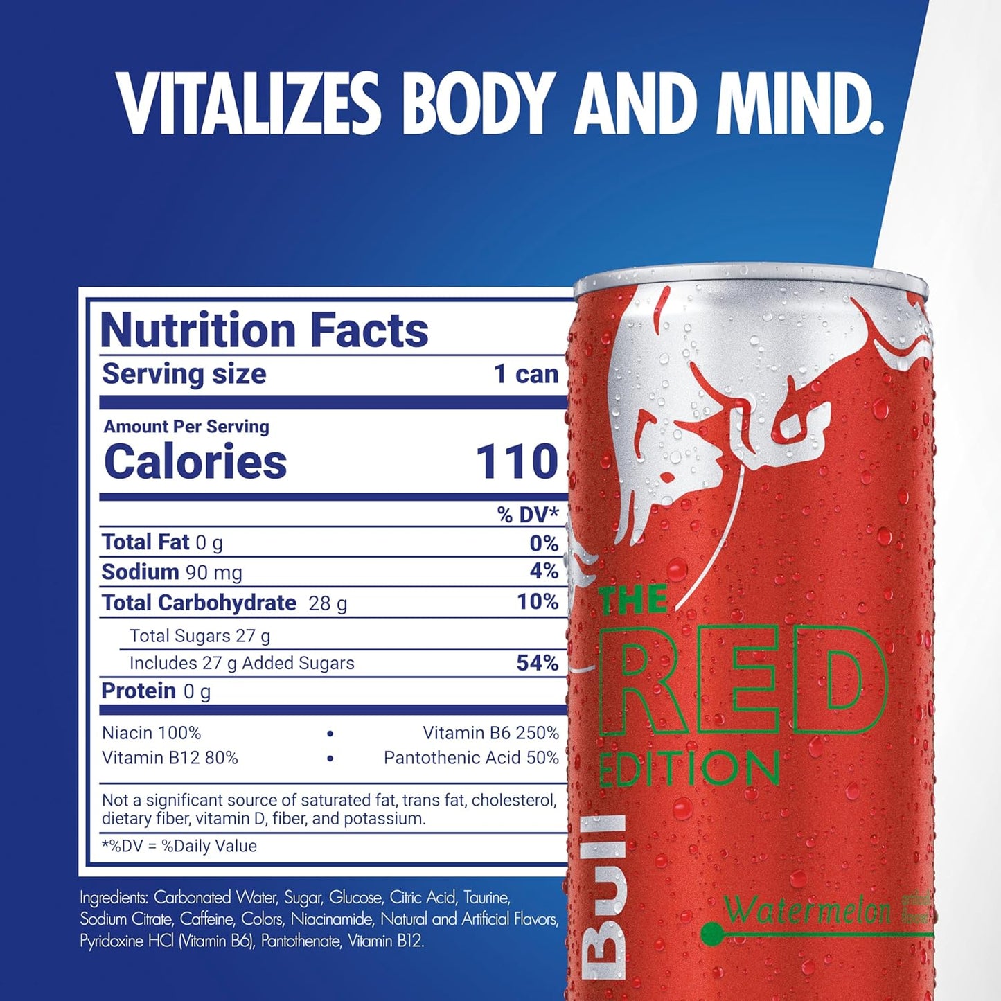 Red Bull Red Edition Watermelon Energy Drink, 8.4 Fl Oz Pack of 24 Cans