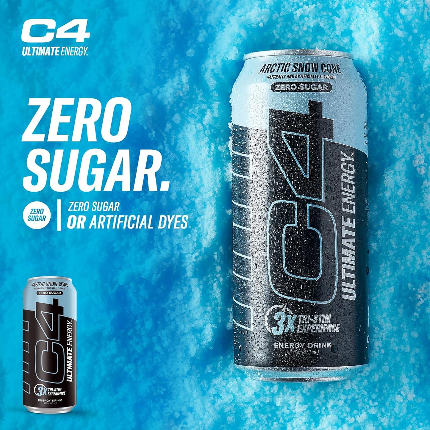 Cellucor C4 Performance Energy Drink |  Arctic Snow Cone | 16 Fl Oz (12 Pack)