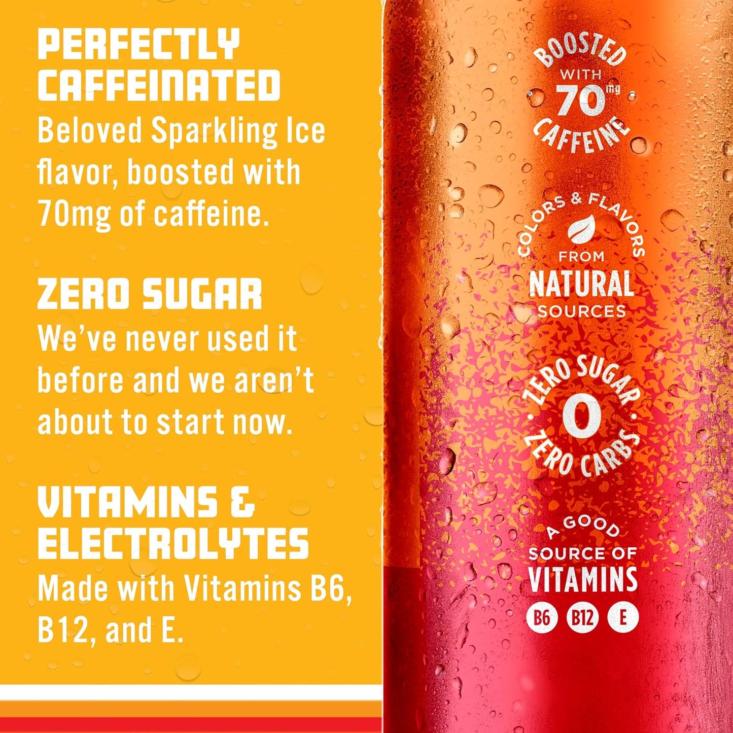 Sparkling Ice Caffeine Strawberry Citrus Sparkling Water with Caffeine, Zero Sugar, with Antioxidants and Vitamins,16 fl oz Cans (Pack Of 12)