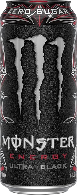 Monster Energy Ultra Black, Sugar Free Energy Drink, 16 Ounce (Pack of 15)