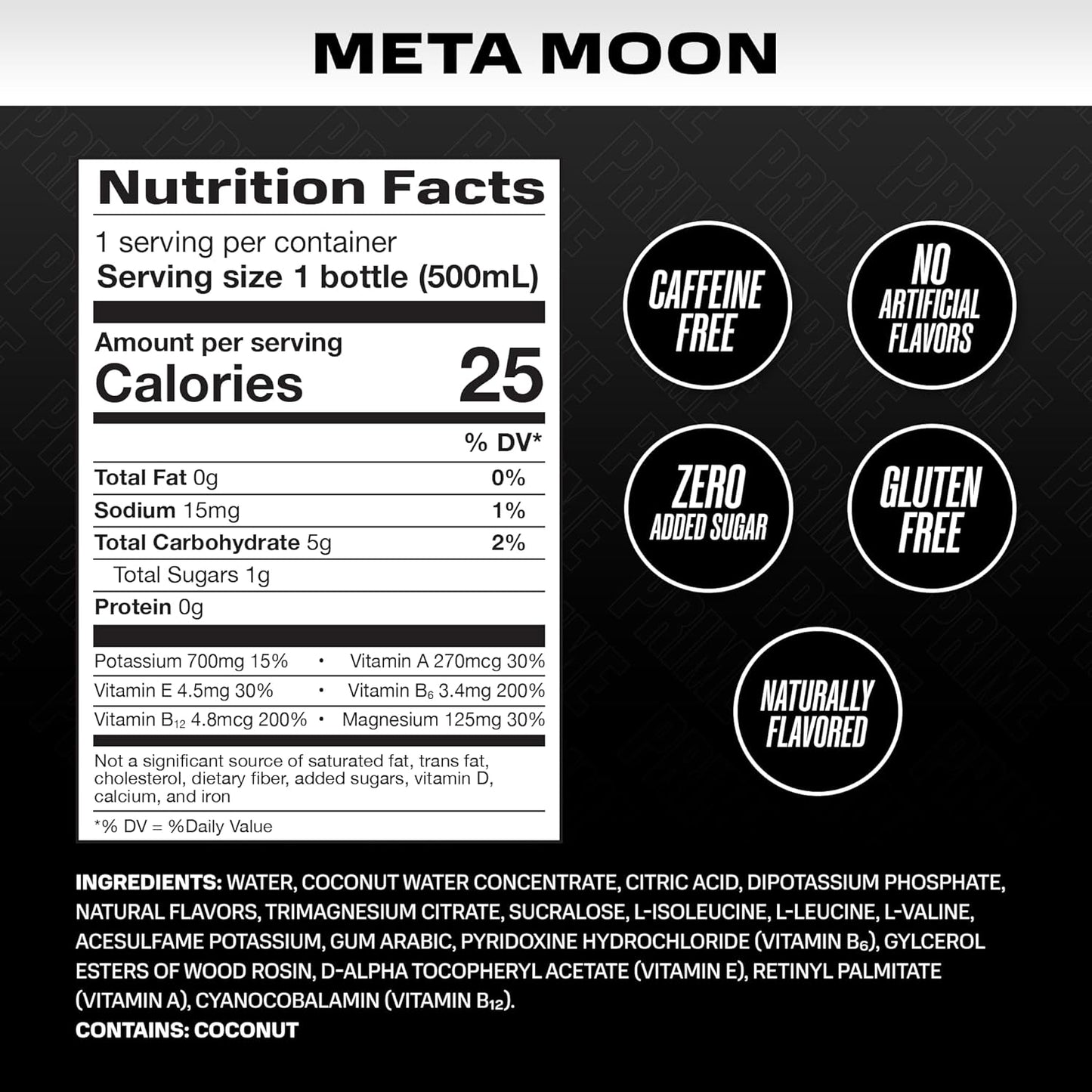 Prime Hydration Drink, Meta Moon 16.9 fl oz, Single Bottle pack of 12