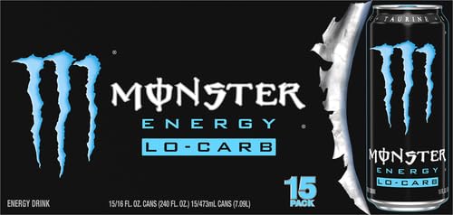 Monster Energy, Lo-Carb Monster, Low Carb Energy Drink, 16 Ounce (Pack of 15)