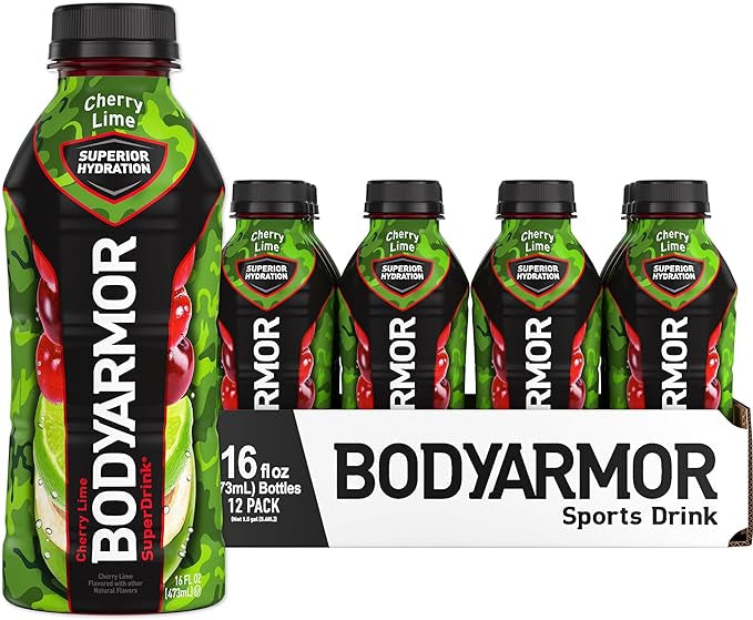 BODYARMOR Sports Drink – Cherry Lime, 16 Fl Oz (Pack of 12)