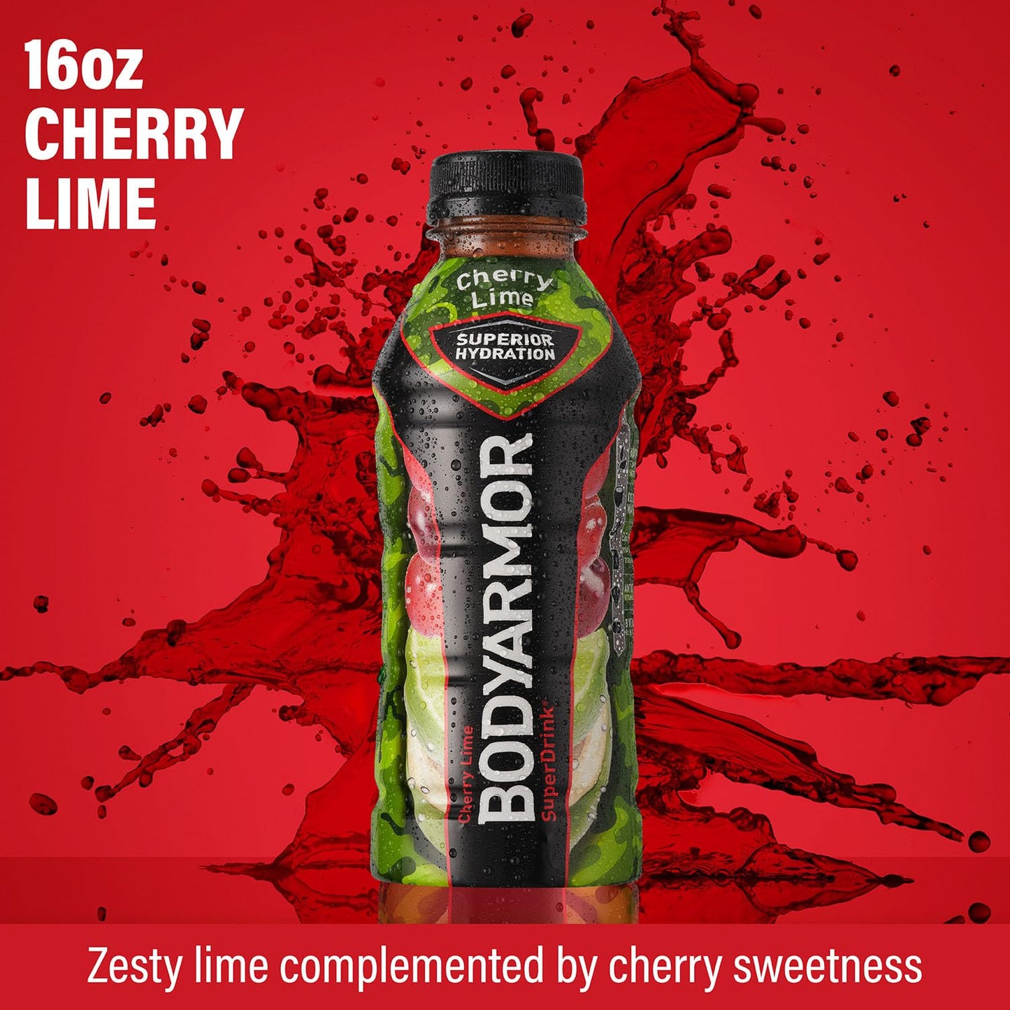 BODYARMOR Sports Drink – Cherry Lime, 16 Fl Oz (Pack of 12)