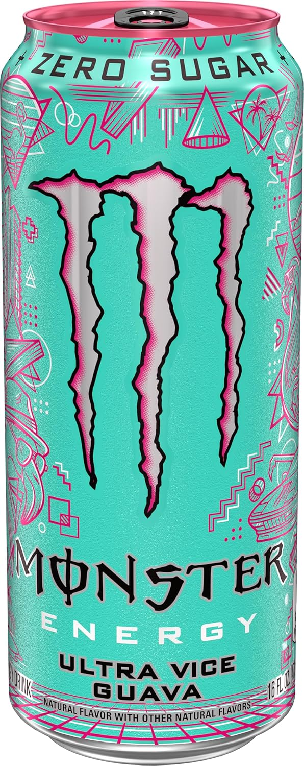 Monster Energy Ultra Vice Guava, Sugar Free Energy Drink, 16 Ounce (Pack of 15)