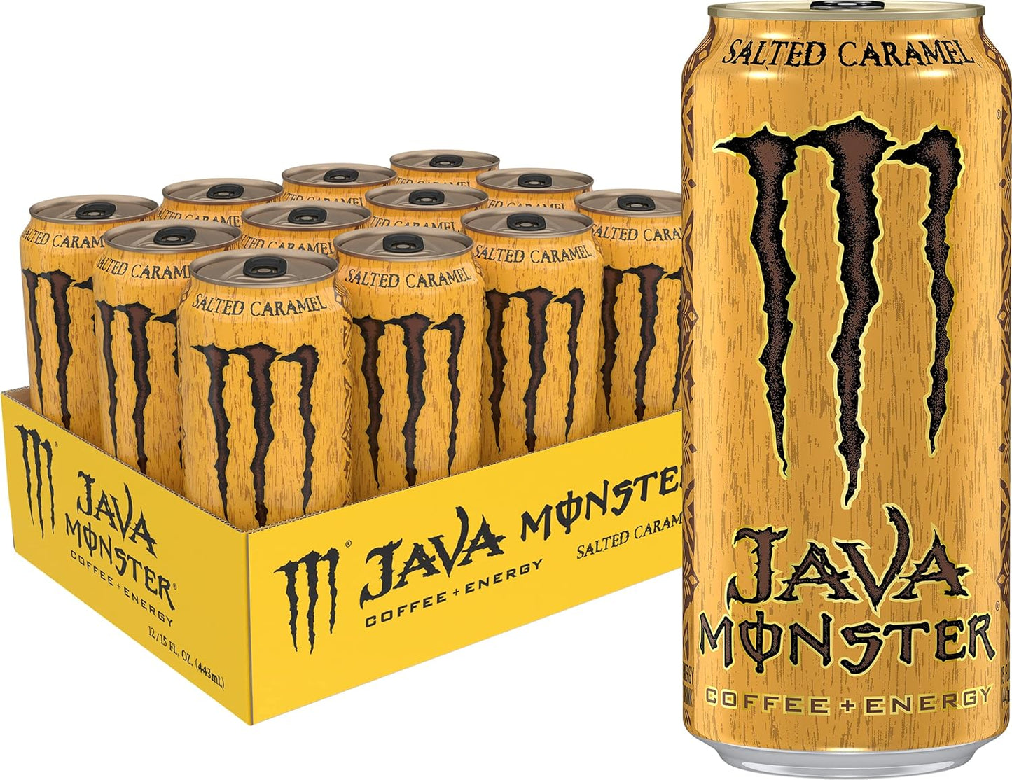 Monster Energy Java Monster Salted Caramel, Coffee + Energy Drink, 15 Fl Oz  (Pack of 12)