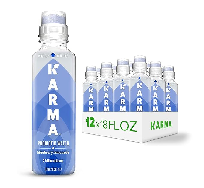 Karma Probiotic Water - 12 Pack, Blueberry Lemonade Drink - Immune & Gut Health Support