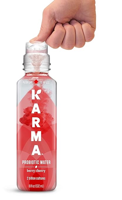 Karma Probiotic Water - 12 Pack, Berry Cherry Drink - Immune & Gut Health Support