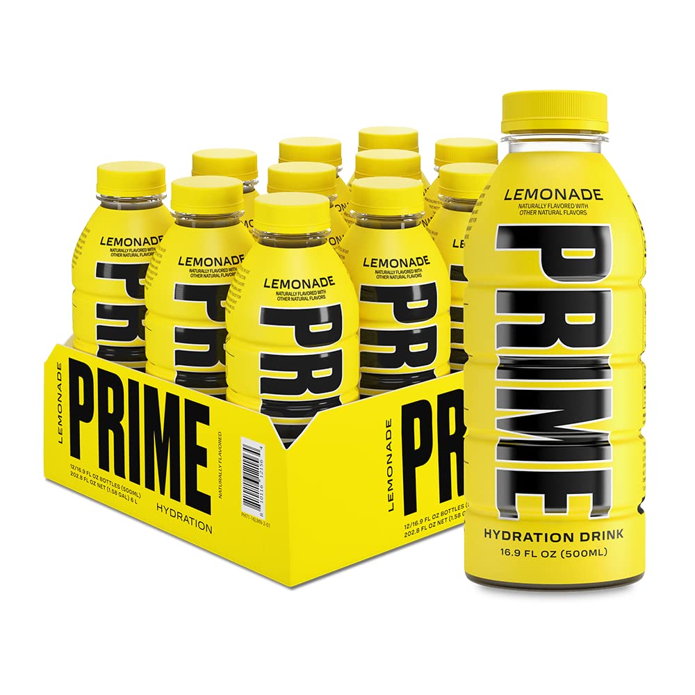 Prime Hydration Drink Lemon Lime, 16.9 fl oz, Plastic Bottle pack of 12