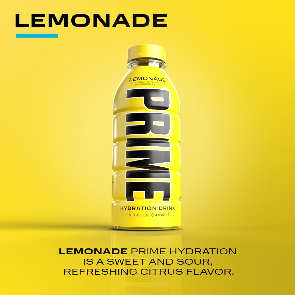 Prime Hydration Drink Lemon Lime, 16.9 fl oz, Plastic Bottle pack of 12