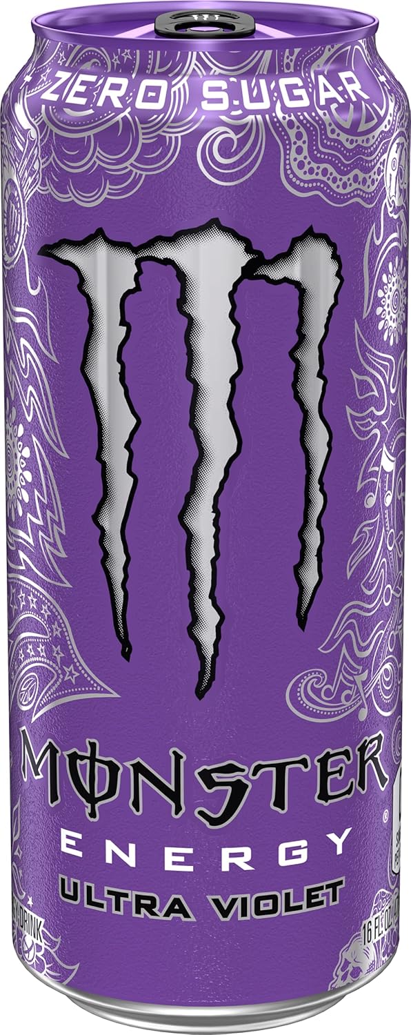 Monster Energy Ultra Violet, Sugar Free Energy Drink, 16 Ounce (Pack of 15)