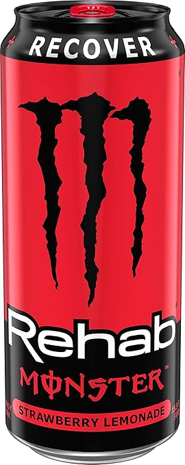 Monster Energy Rehab Monster Strawberry Lemonade + Energy, 15.5 Oz (Pack Of 12)